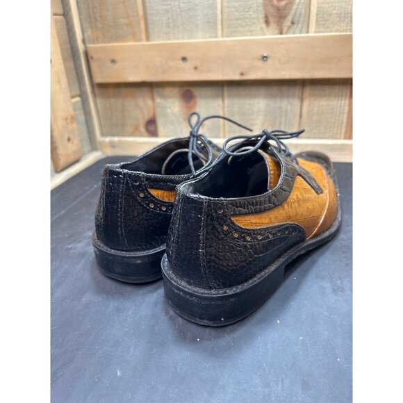 Stacy Adams Mens Dress Shoes Size 8.5 Brown & Black Crocodile Pattern Leather - Picture 5 of 10